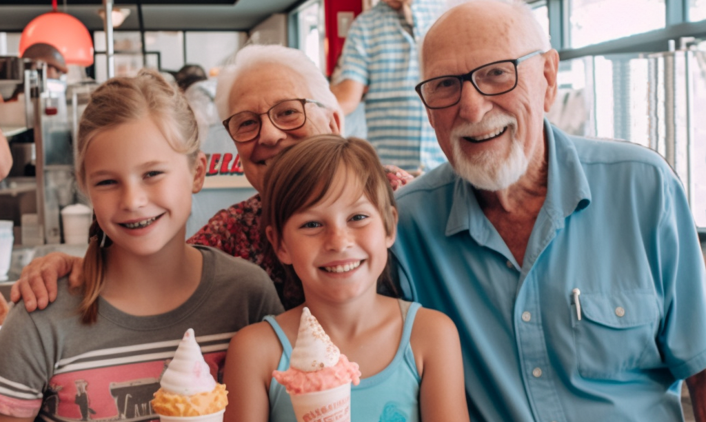 man smiling with his grandchildren | Amare Vita 55 plus communities